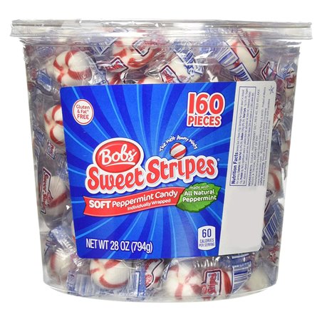 536 - Bob's Sweet Stripes Peppermint  ( Soft Mints ) - 160 Pcs - BOX: 12 Units