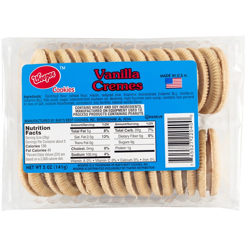 9545 - Cookies, Vanilla Creme - 5 oz. (Case of 12) - BOX: 