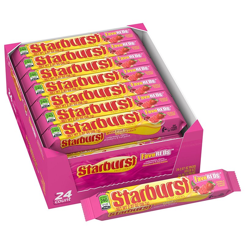 902 - Starburst Fruit Chews Fave Reds - 24ct - BOX: 12 Pkg