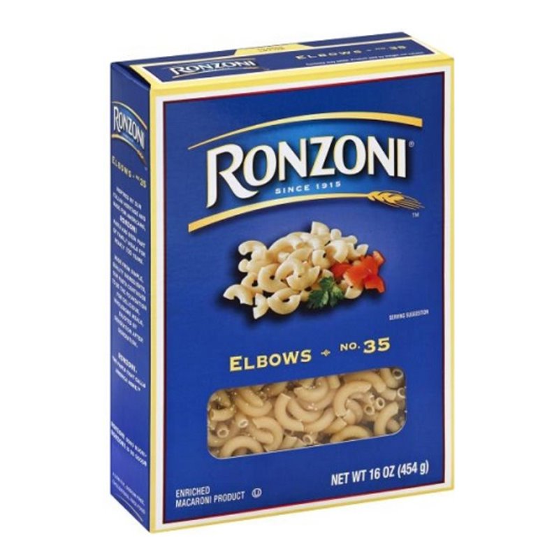 7764 - Ronzoni Elbow Macaroni - 1 lb. (Case of 20) - BOX: 20 Units