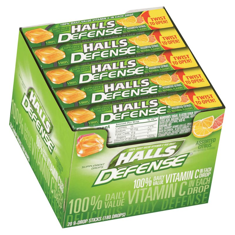 1176 - Halls Defence Vitamin C USA - 20ct - BOX: 24 Pkg
