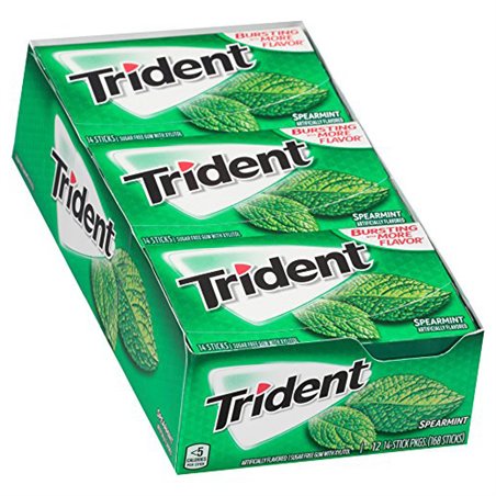 1243 - Trident Spearmint - 12/14ct - BOX: 12 Pkg