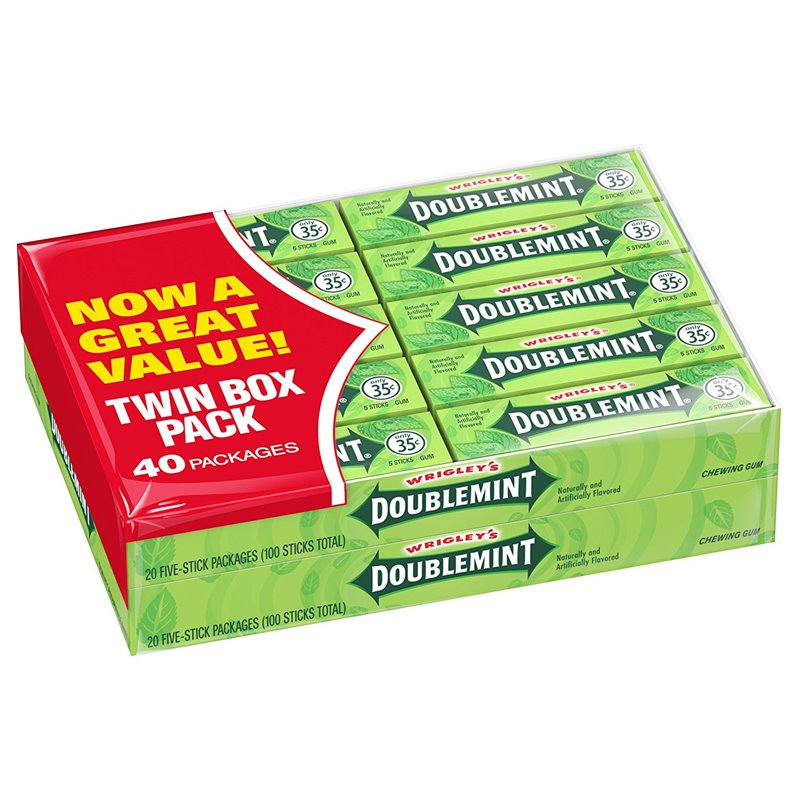 1354 - Wrigley's Doublemint Gum - 40 Pack - BOX: 20 Pkg