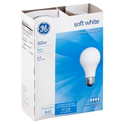 2532 - GE Light Bulbs, Soft White, 60 Watts - 12 Pack/4 Bulbs - BOX: 