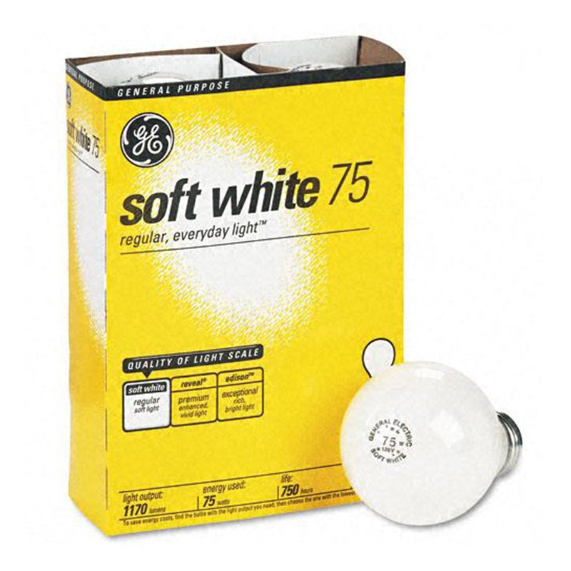 2534 - GE Light Bulbs, Soft White, 75 Watts - 12 Pack/4 Bulbs - BOX: 