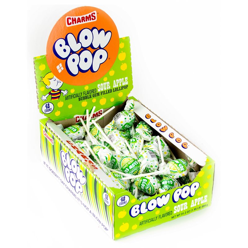 1494 - Blow Pop Sour Apple - 48ct - BOX: 12 Pkg