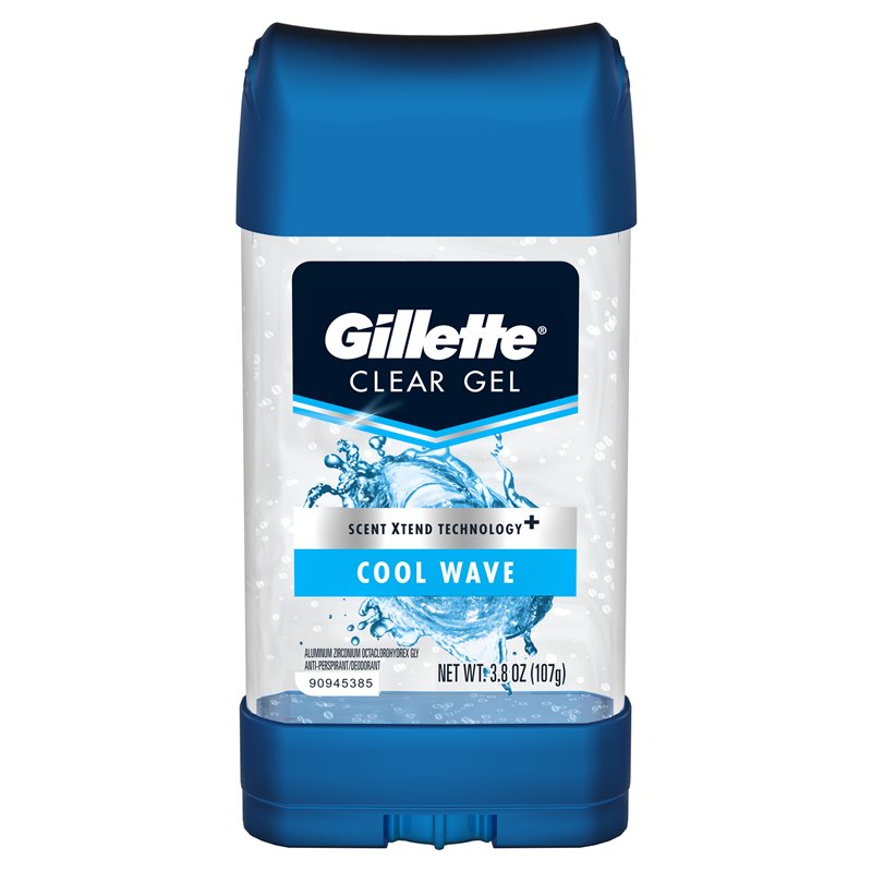 15940 - Gillette Deodorant Clear Gel Cool Wave - 3.8 oz. (pkt of 12) - BOX: 12 ud