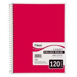3028 - Spiral Notebook 3 Subject - 120 Sheets - BOX: 