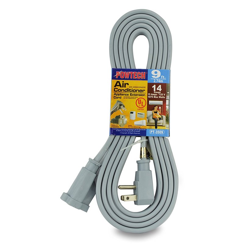 3049 - Extension A/C Cord, Grey - 9 ft. - BOX: 
