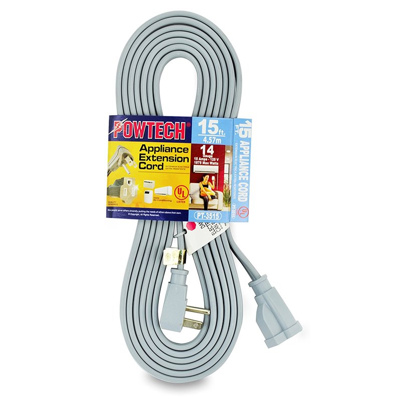 3051 - Extension A/C Cord, Gray - 15 ft. - BOX: 