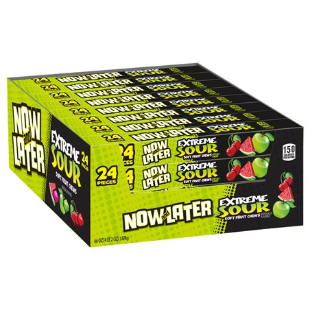 16439 - Now Later Extreme Sour Mixed Fruit Chews ( Grande ) - 24/16pcs - BOX: 12 Pkg