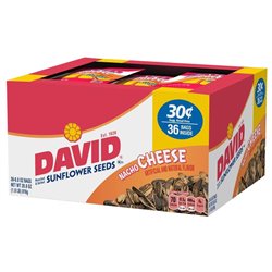 5432 - David Sunflower Seeds, Nacho Cheese - 36 Bags- 40cents - BOX: 9 Pack