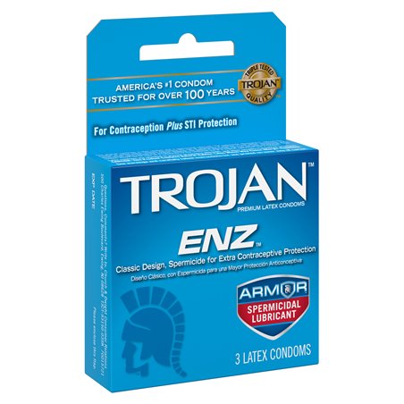 7759 - Trojan ENZ Armor Spermicidal Lubricant (Blue) - 6 Pack/3ct - BOX: 