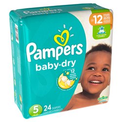 7468 - Pampers Baby Dry Diapers, Jumbo Pack, Size 5 - 4/24's - BOX: 4/24'S