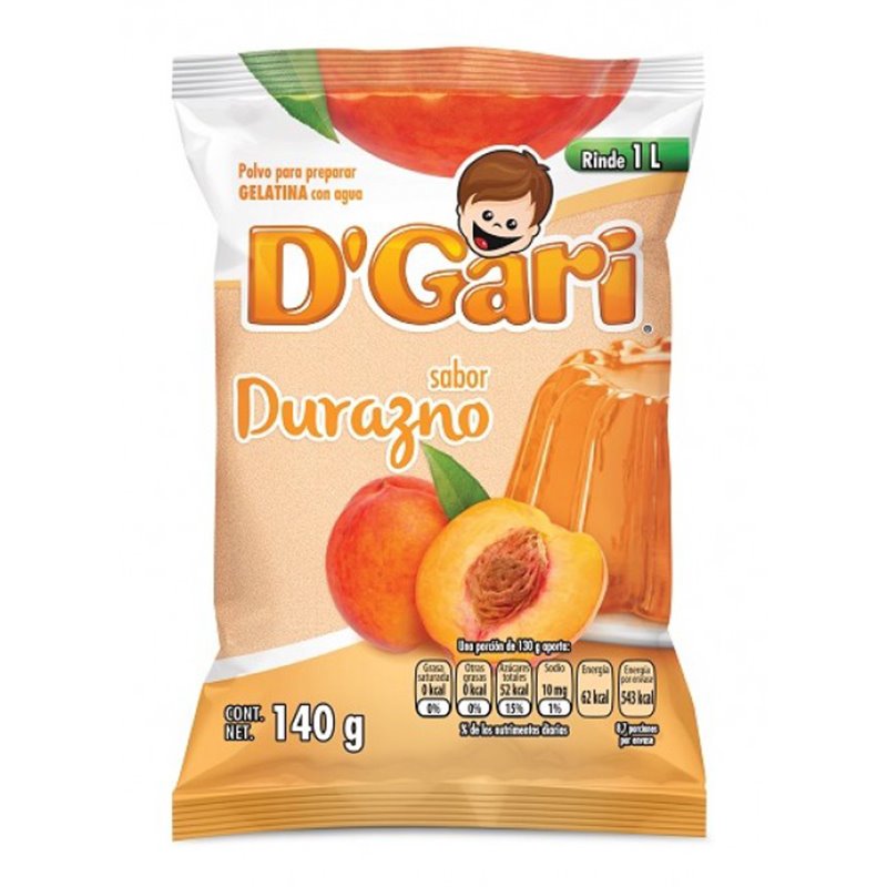16674 - D'Gari Gelatin Peach - 4.9 oz. (Case of 24) - BOX: 