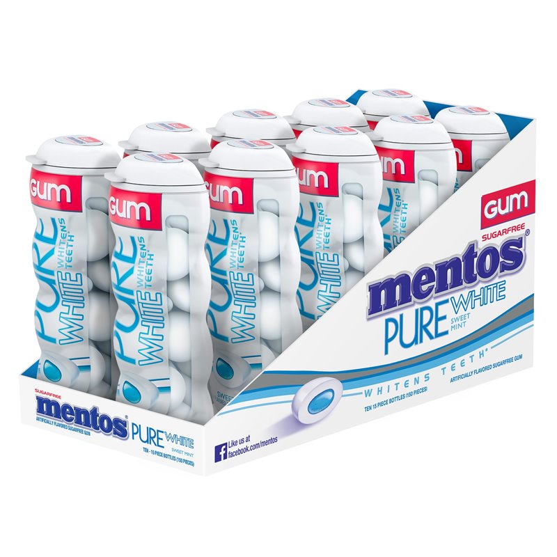 11651 - Mentos Gum Pure White, Sweet Mint - 10/15pcs - BOX: 12 Pkg