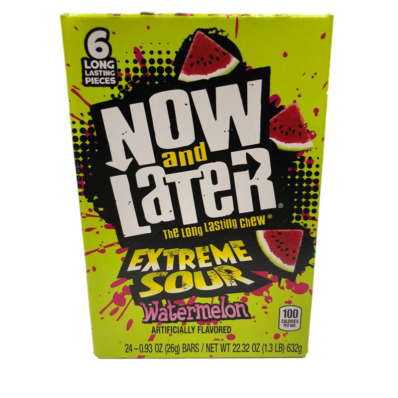 16586 - Now & Later Extreme Sour Watermelon 25¢ - 24/6pcs - BOX: 12 Pkg