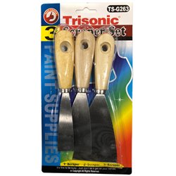 8004 - Trisonic Paint Scraper Set - 3 Pieces ( TS-G263 ) - BOX: 24 Pkg