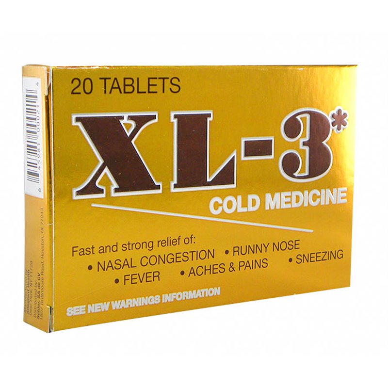 8031 - XL-3 Cold Medicine Tablets ( Gold ) - 20 Tabs - BOX: 24 Units