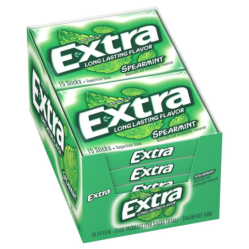 2980 - Extra Gum Spearmint - 10/15 Sticks - BOX: 12 Pkg