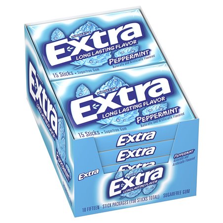2986 - Extra Gum Peppermint - 10/15 Sticks - BOX: 12 Pkg