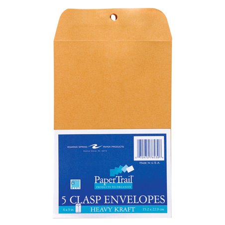 9191 - Envelope Metal Clasp 6" x 9" - 5 Pack - BOX: 