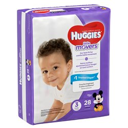9460 - Huggies Baby Diapers, Size 3 - BOX: 4 Pkg