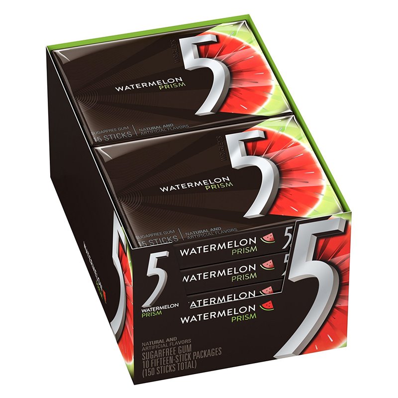 6730 - 5 Gum Watermelon Prism - 10/15 Sticks - BOX: 12 Pkg