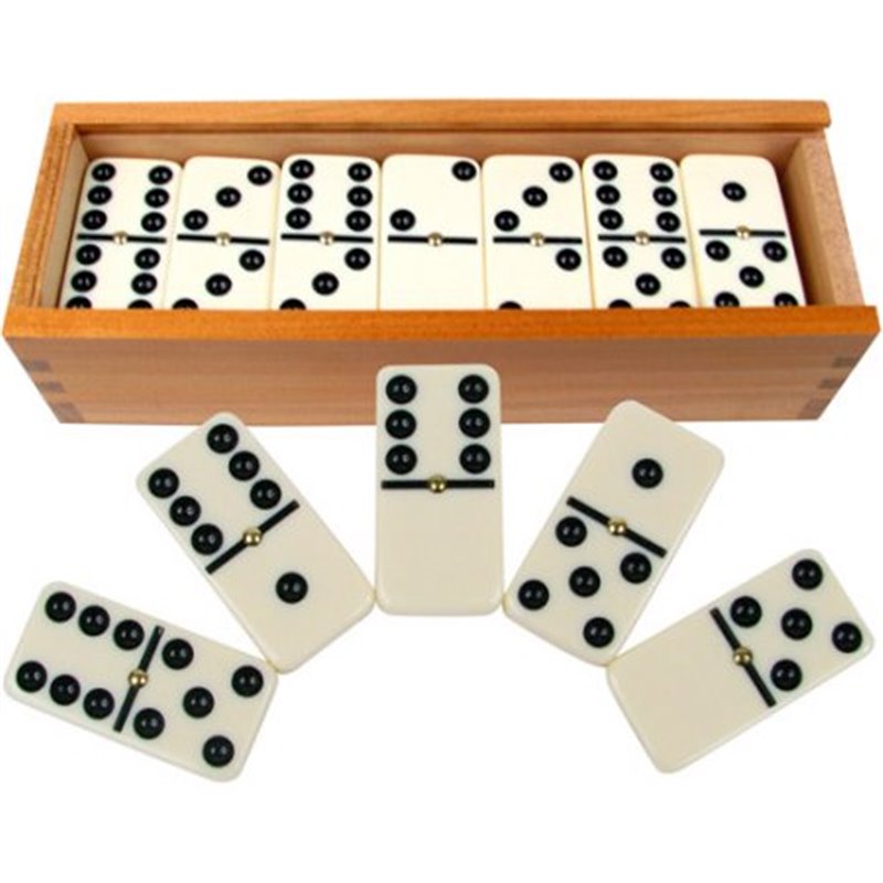 17404 - Dominoes White Wood Case - BOX: 