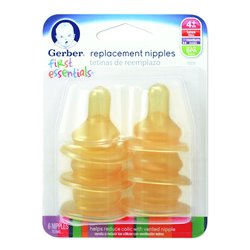 5969 - Gerber First Essentials Nipples 4+M - (4 Pack 6 ct.) - BOX: 