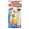6252 - 6 Outlet Power Strip Surge Protector, White - 12 ft. - BOX: 