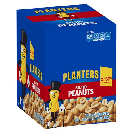 10114 - Planters Salted Peanuts, 1.75 oz. - 18 Bags - BOX: 6 Box