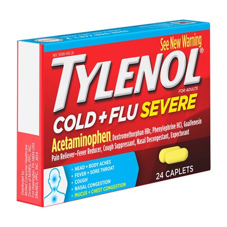 9663 - Tylenol Cold & Flu Severe - 24 Caps - BOX: 