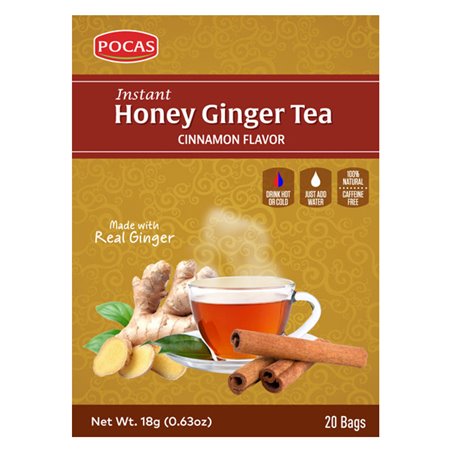 18046 - Pocas Honey Ginger Tea, Cinnamon Flavor - 20 Bags - BOX: 24 Pkg