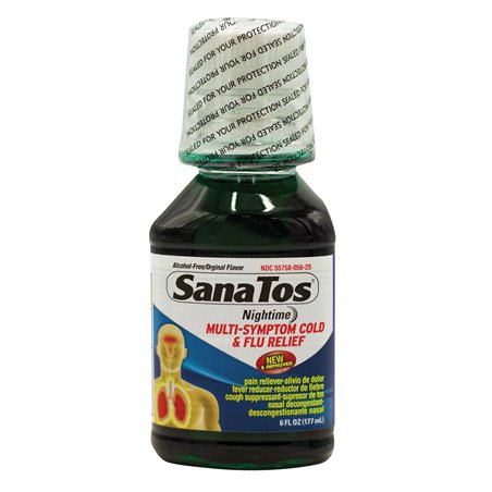 17859 - SanaTos Syrup Nightime Cold & Flu Relief - 6 fl. oz. - BOX: 12 Units