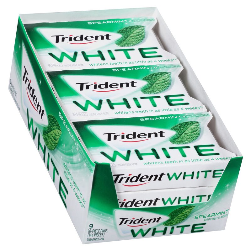 10431 - Trident White Spearmint - 9/16 Pieces - BOX: 18 Pkg
