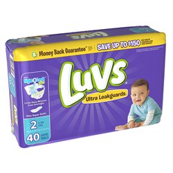 10632 - Luvs Ultra Leakguard Diapers, No. 2  (2-40's) - BOX: 2 Pkg