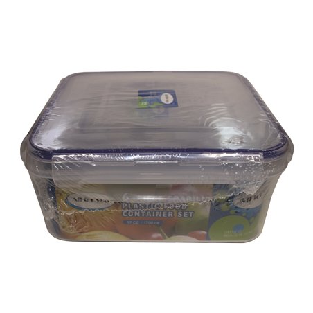 18587 - Plastic Food Container Set W/Snap Lid, 370/860/1700ml - 6 Pcs - BOX: 