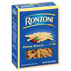 18840 - Ronzoni Penne Rigate No .76 - 1 lb. (Case of 12) - BOX: 12 Units