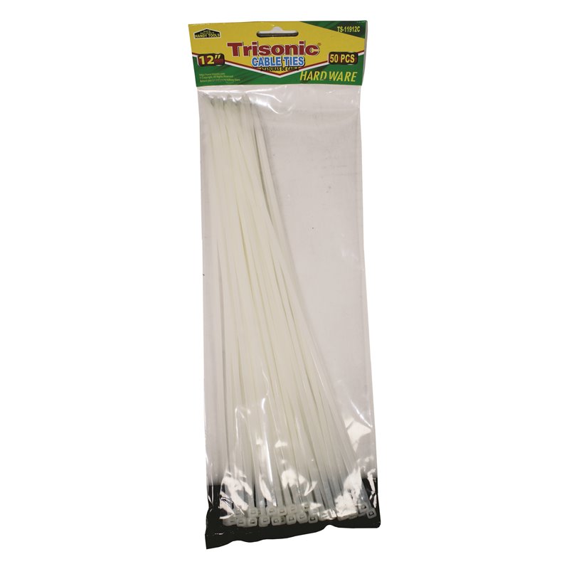 18749 - Trisonic Cable Ties 12" - 50ct ( TS-11912C ) - BOX: 