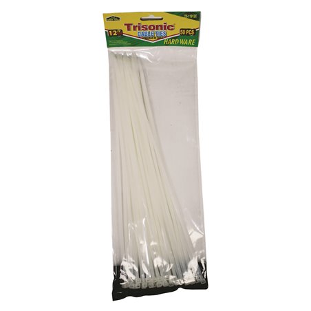 18749 - Trisonic Cable Ties 12" - 50ct ( TS-11912C ) - BOX: 