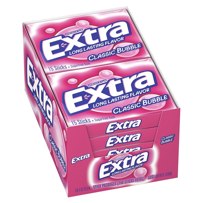 18849 - Extra Gum Classic Bubble - 10/15 Sticks - BOX: 12 Pkg