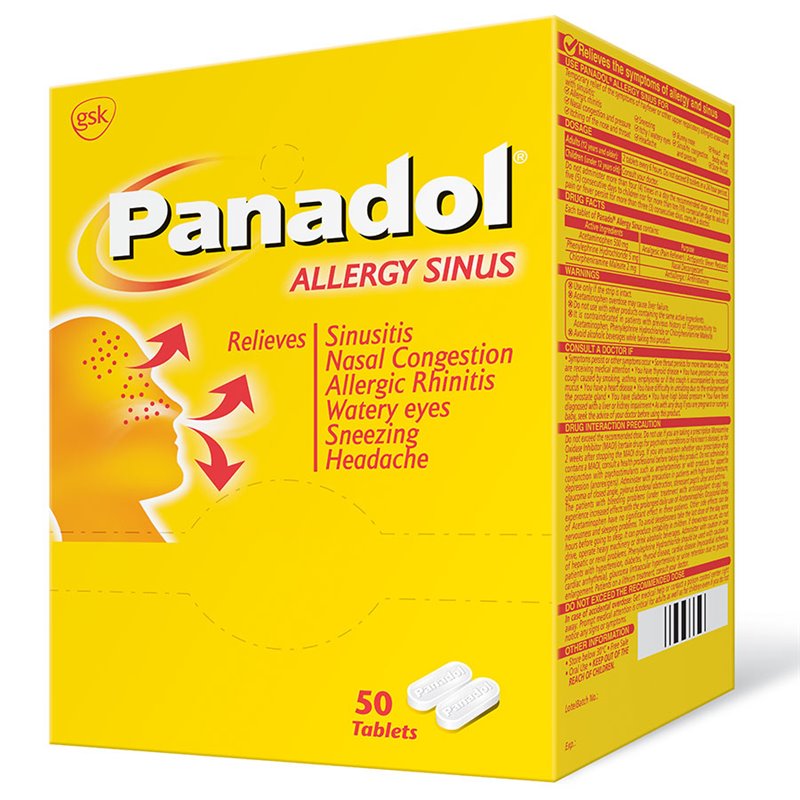 19010 - Panadol Allergy Sinus Tablets - 50ct - BOX: 