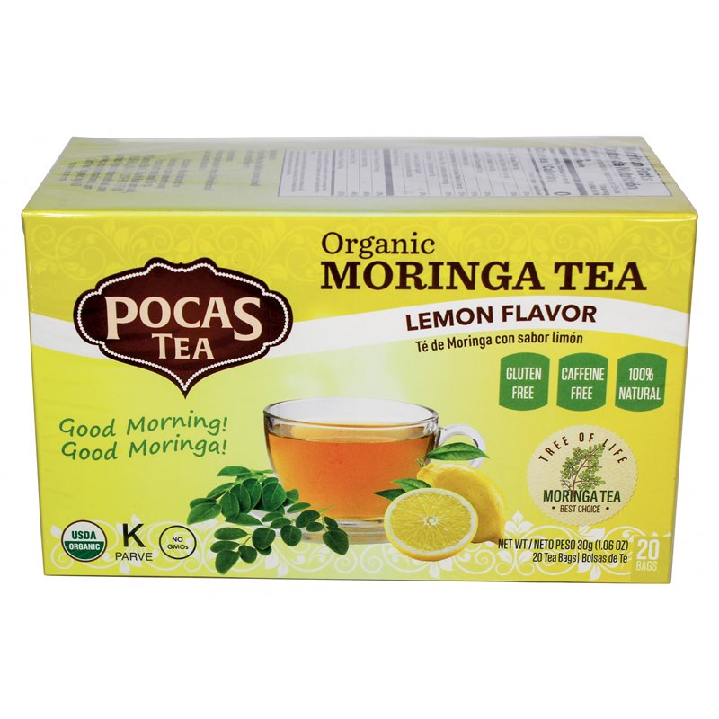 19340 - Pocas Organic Moringa Tea, Lemon - 20ct - BOX: 6 Pkg