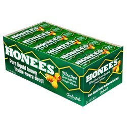 12277 - Honees Menthol Eucalyptus Cough Drops - 24 Count - BOX: 12 Pkg