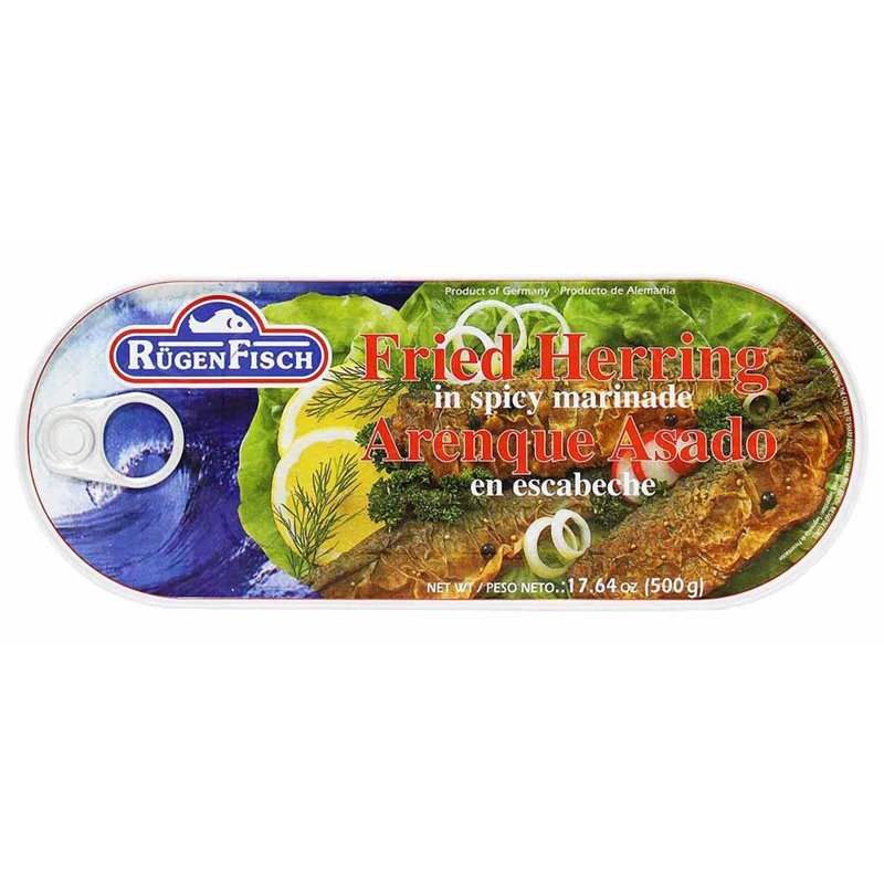 19137 - Rugen Fisch Fried Herring in Spicy Marinade ( Arenque Asado ) - 17.64 oz. - BOX: 12 Units