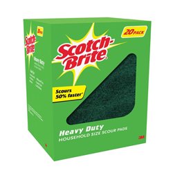 12727 - Scotch Brite Heavy Duty Scour Pads - 20 Pack (Green Box) - BOX: 