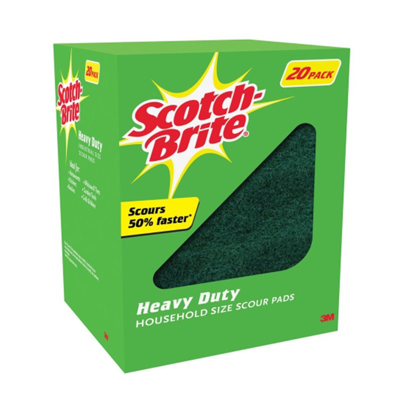 12727 - Scotch Brite Heavy Duty Scour Pads - 20 Pack (Green Box) - BOX: 