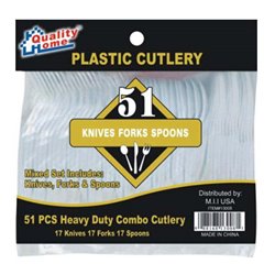 19351 - Plastic Cutlery ( Knife, Fork, Spoon ) - 24 Pack/51pcs - BOX: 24 Pkg