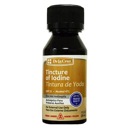 19327 - De La Cruz Tincture of Iodine (Tintura de Yodo) - 1 fl. oz. - BOX: 72 Units